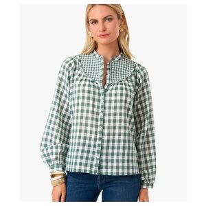 Tuckernuck THE SHIRT Rochelle Behrens Green Check Marissa Shirt Quilted XS